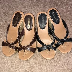 One pair of black wedges!